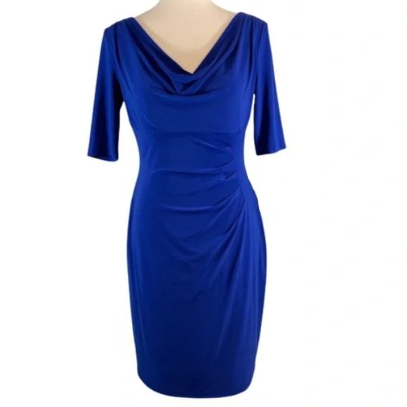 Ralph Lauren Cowl Neck Dress Side Drape Rouching Size 2 - Picture 1 of 17